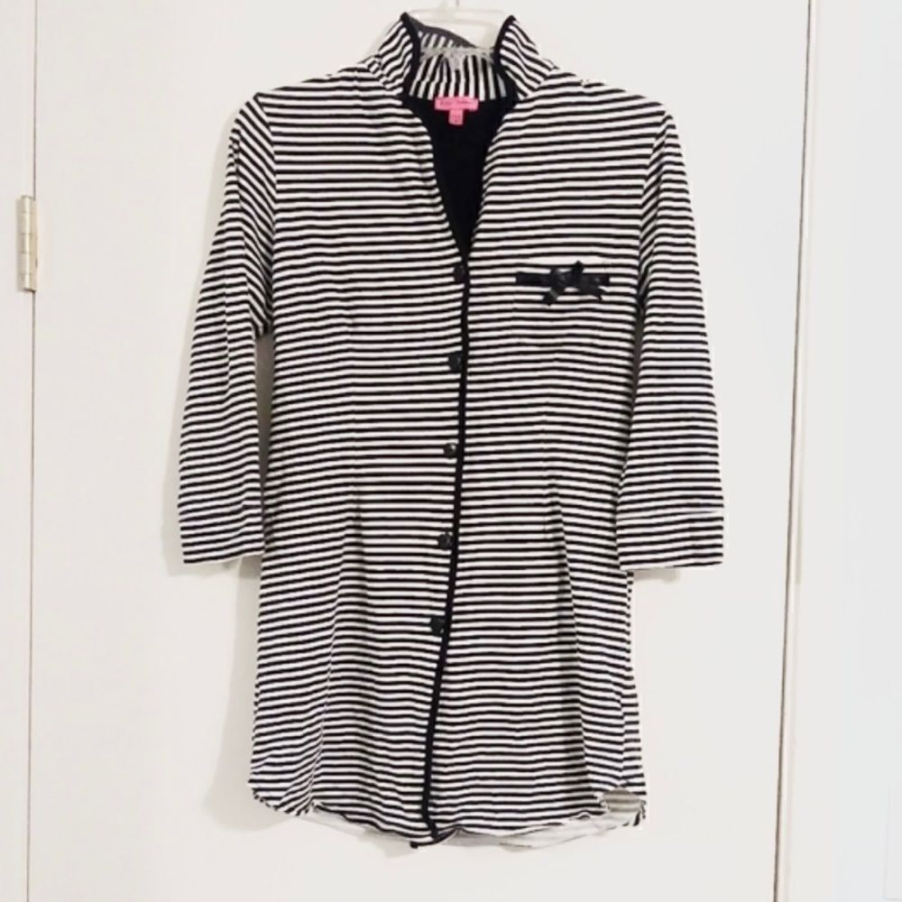 Betsey Johnson Striped Button Up Collared Shirt